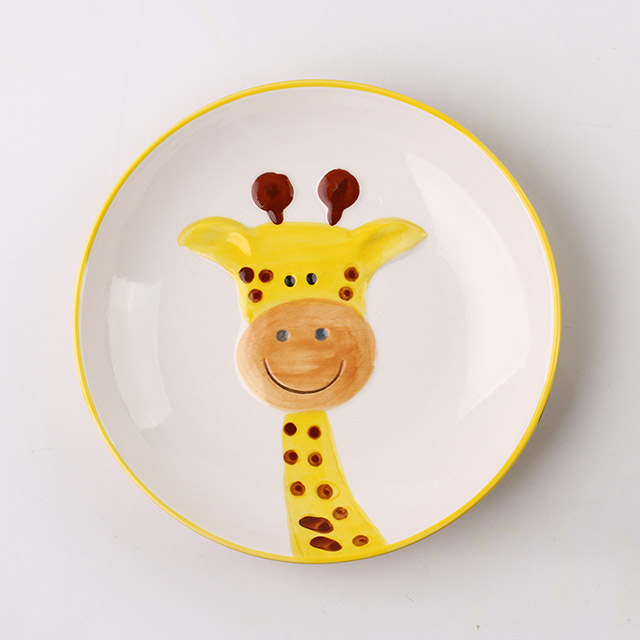 手绘动物碗盘碟勺套装 