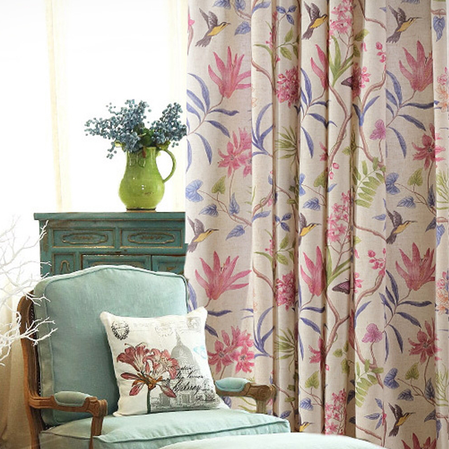 美式乡村亚麻窗帘布