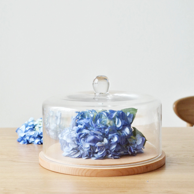 梦想家 浪漫下午茶点心台欧式竹板底座加厚玻璃罩蛋糕盘 破碎补发