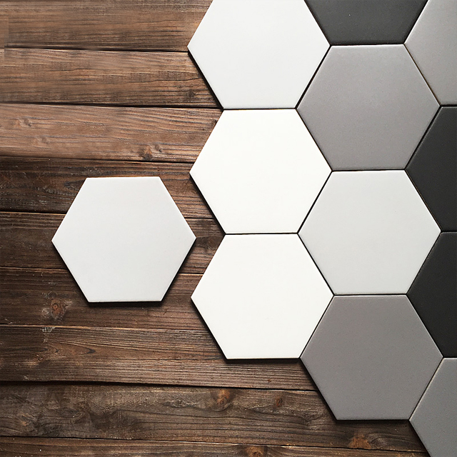摩登黑白灰北欧亚光釉面六角砖