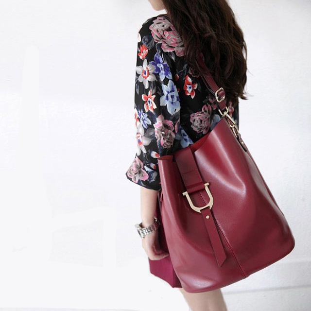 子母包牛皮水桶包