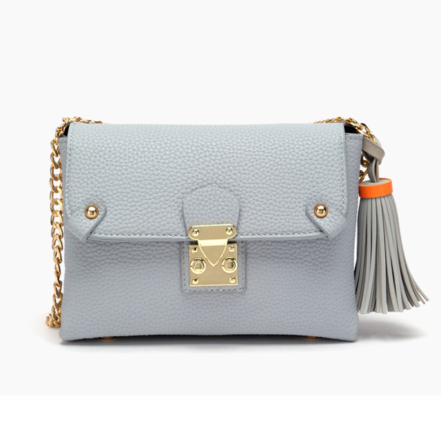 流苏锁扣单肩链条包