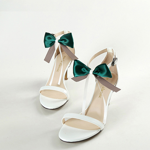 甜美丝带蝴蝶结一字绑带高跟凉鞋