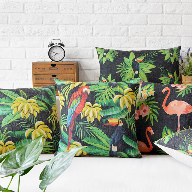 原创热带雨林图案靠垫