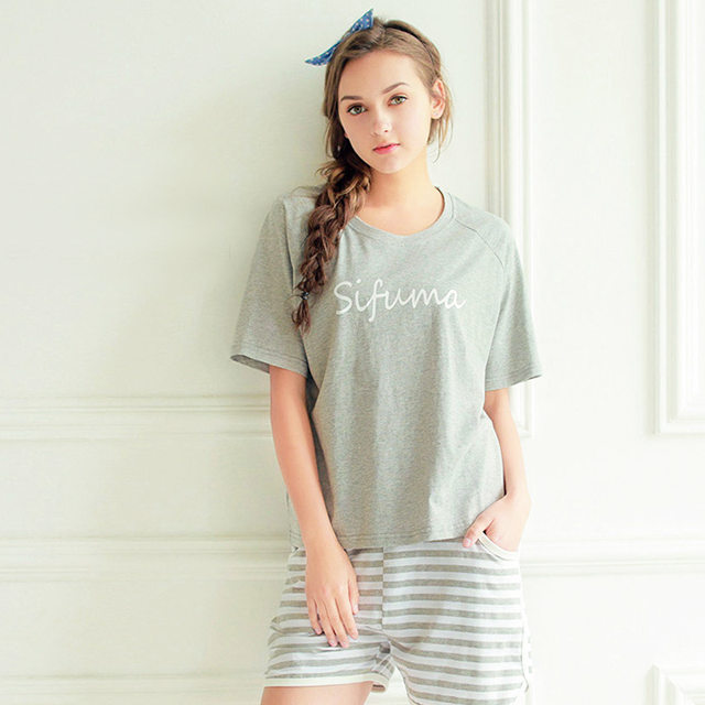 纯棉休闲条纹可外穿家居服