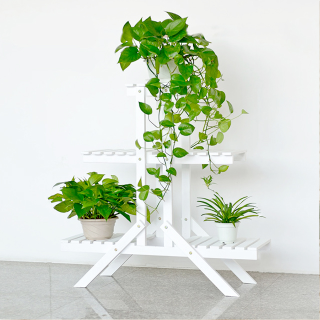 简约实木落地多层花架