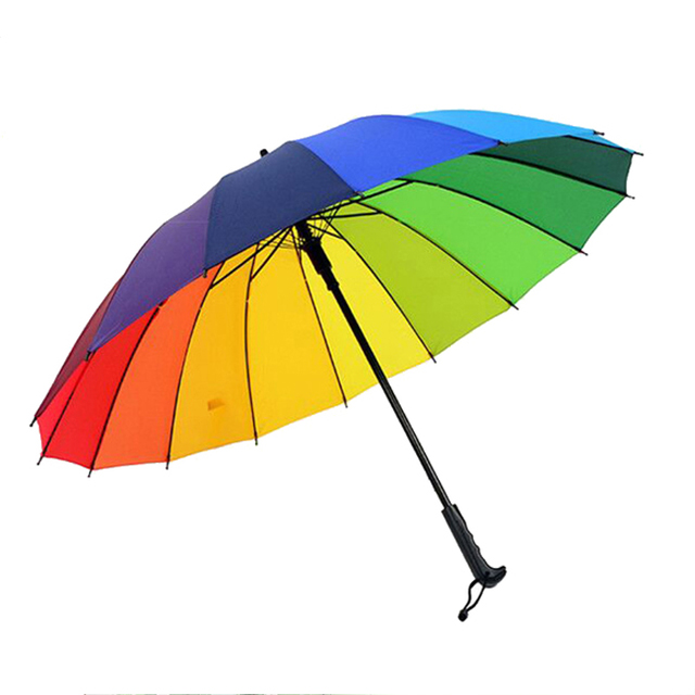 特价16骨素色彩虹伞