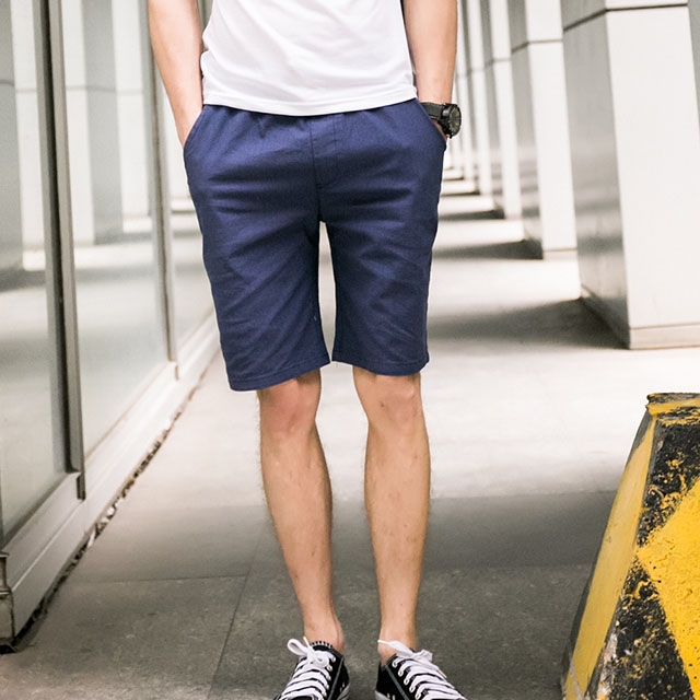 男士亚麻纯色沙滩裤