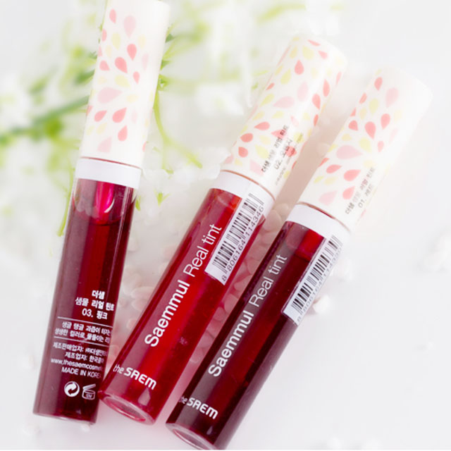 韩国the saem粉橘色染唇液