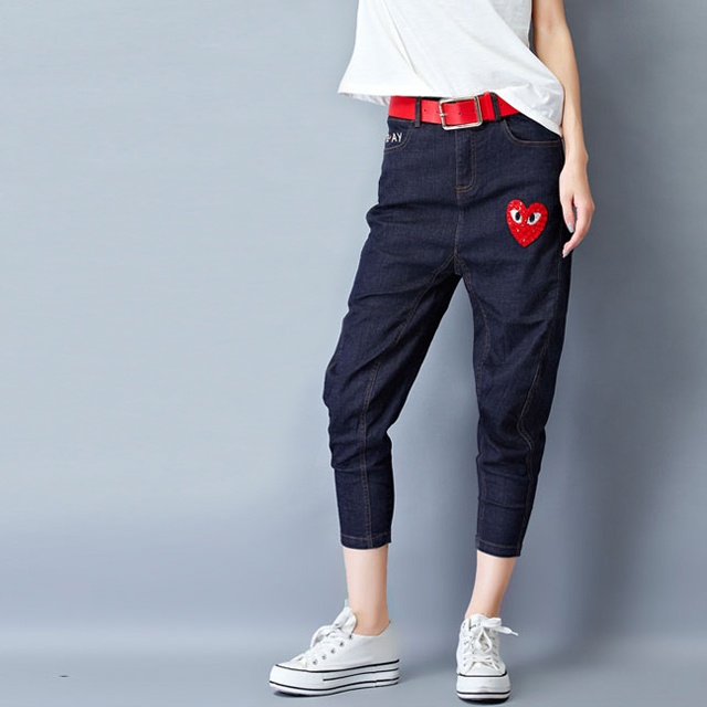 宽松休闲哈伦牛仔裤