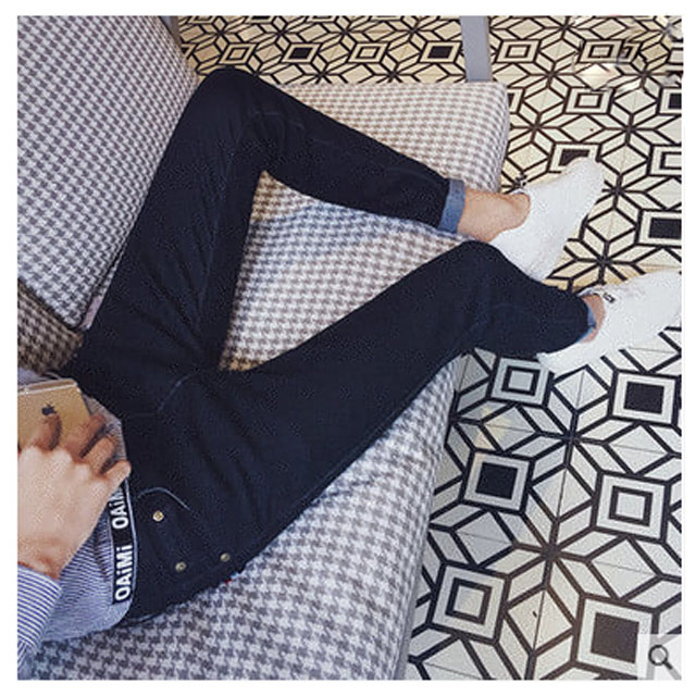 冬季青年加绒牛仔裤