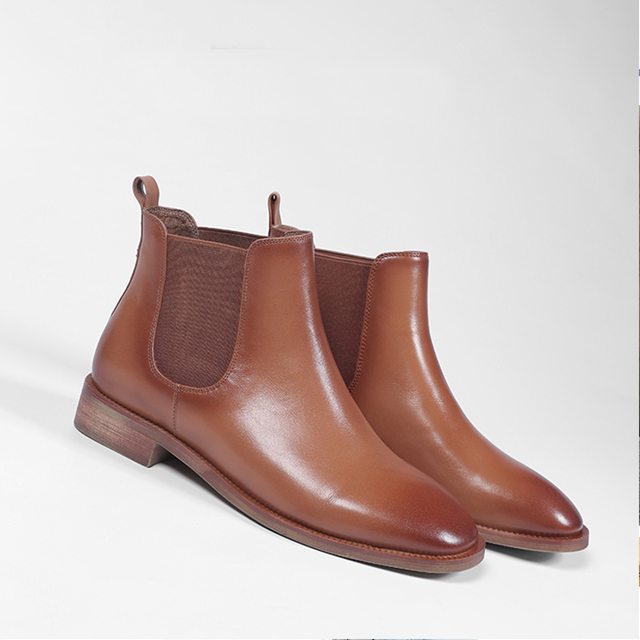定制擦色真皮切尔西短靴