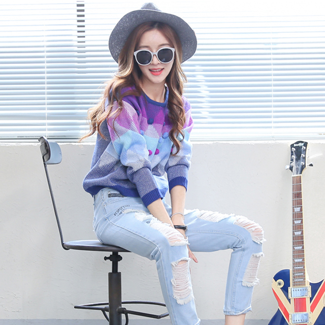 加厚宽松短套头毛衣