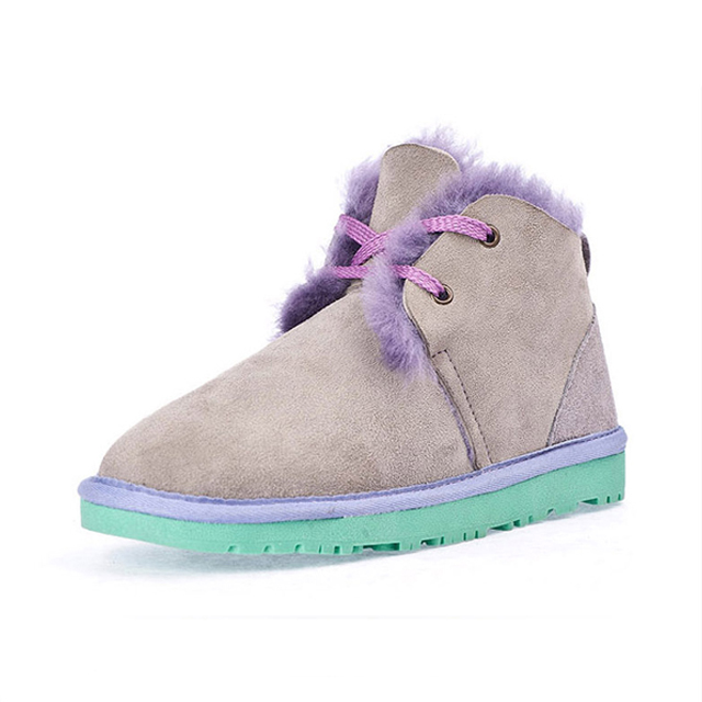 皮毛一体真皮雪地靴