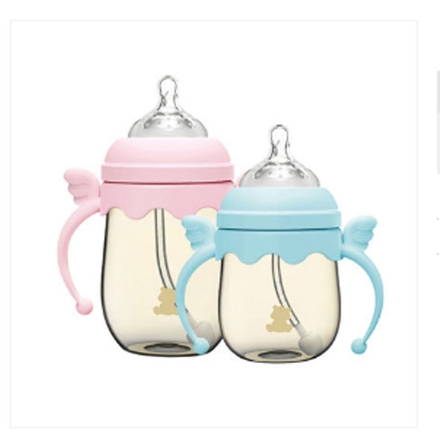 小白熊奶瓶带吸管手柄