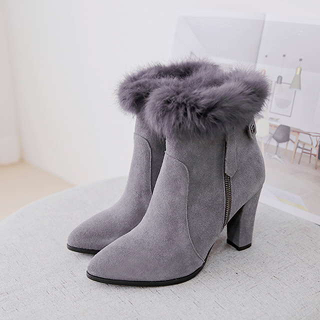 诗拉曼兔毛百搭踝靴