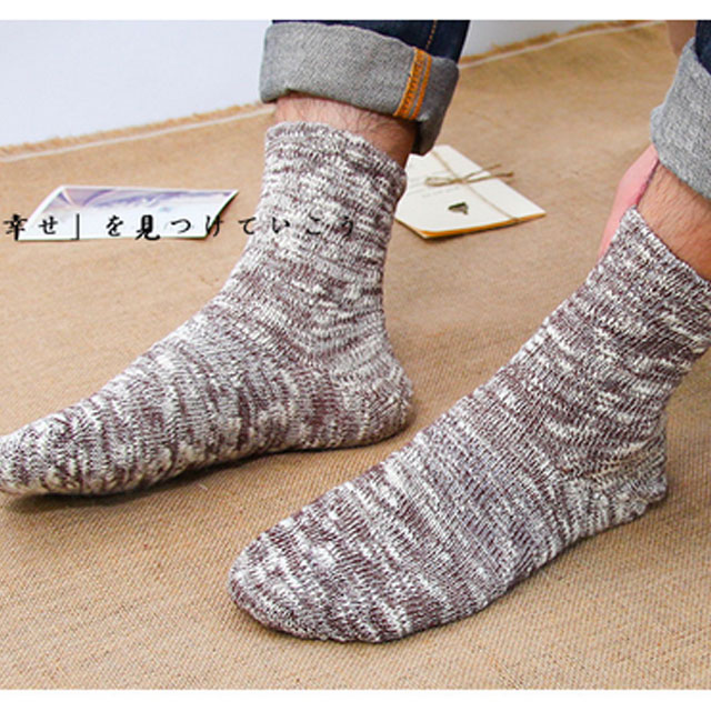 日系粗线纯棉男袜