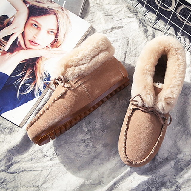 加绒皮毛一体豆豆鞋