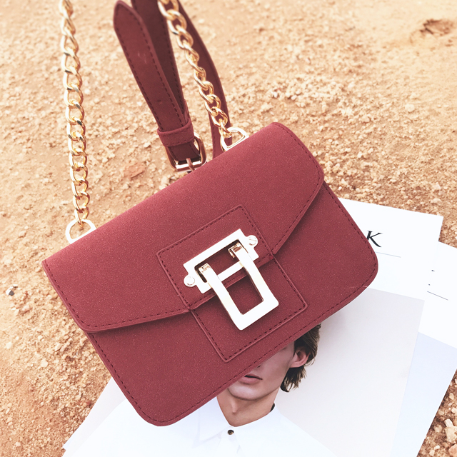 韩版复古锁扣链条包