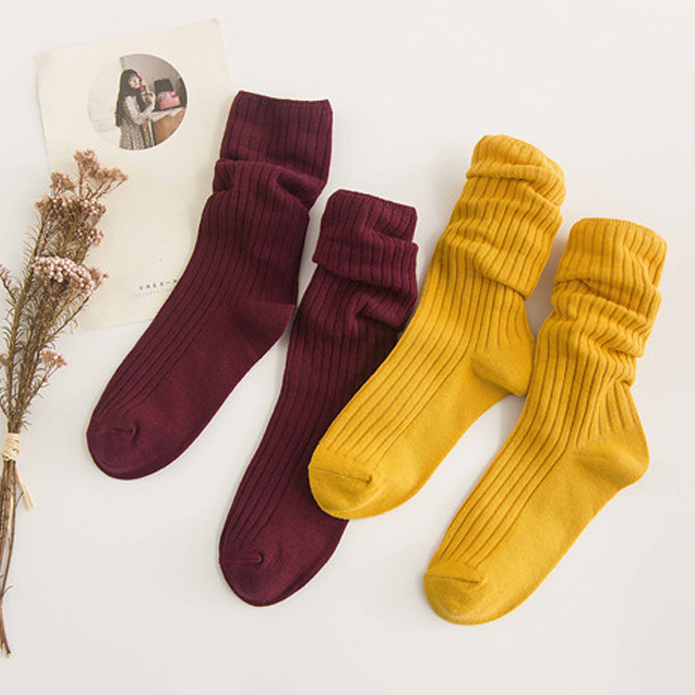 学院风纯棉复古堆堆袜
