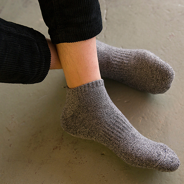 秋冬男士加绒短款棉袜