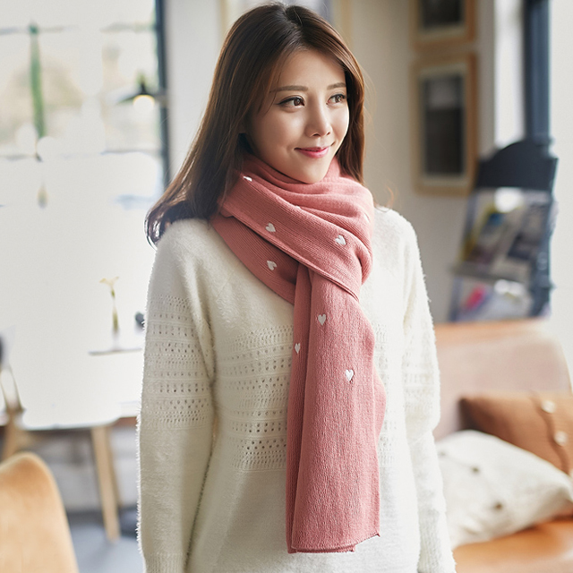 加厚爱心刺绣披肩围巾