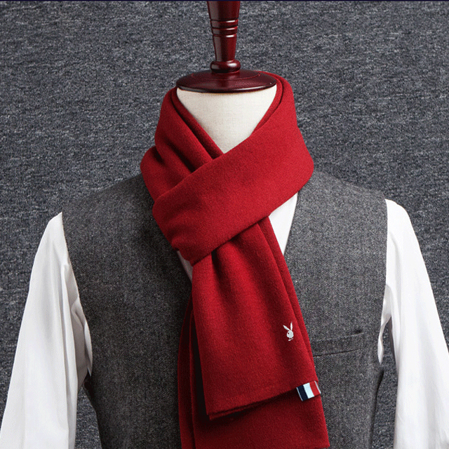 花花公子羊毛男士围巾礼盒装