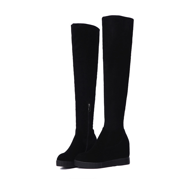 真皮内增高坡跟弹力靴