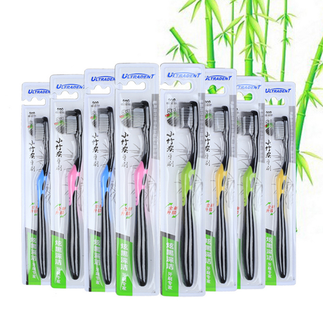 希尔顿竹炭磨尖毛牙刷独立10支装