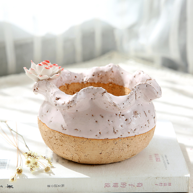 韩式简约创意手工手绘捏花多肉花盆