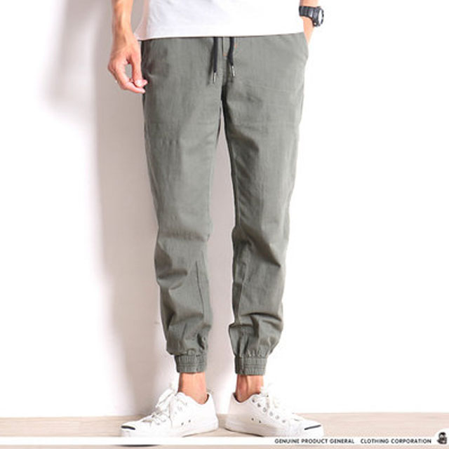 春季日系青年亚麻休闲裤