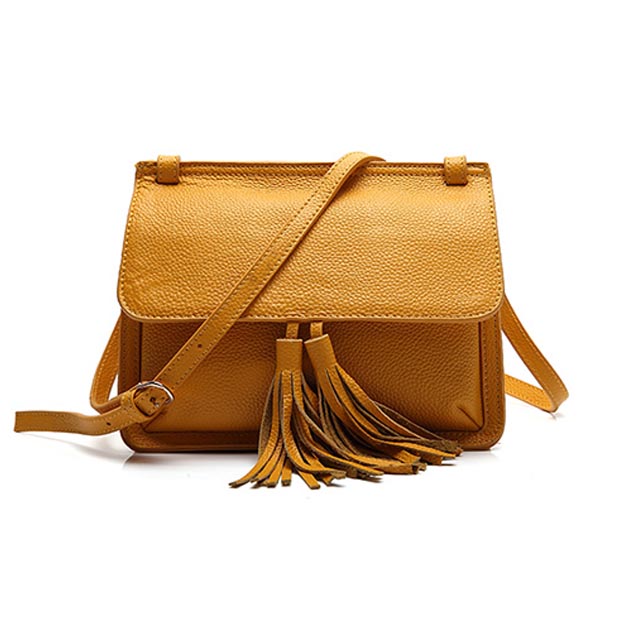 百搭真皮流苏斜挎包