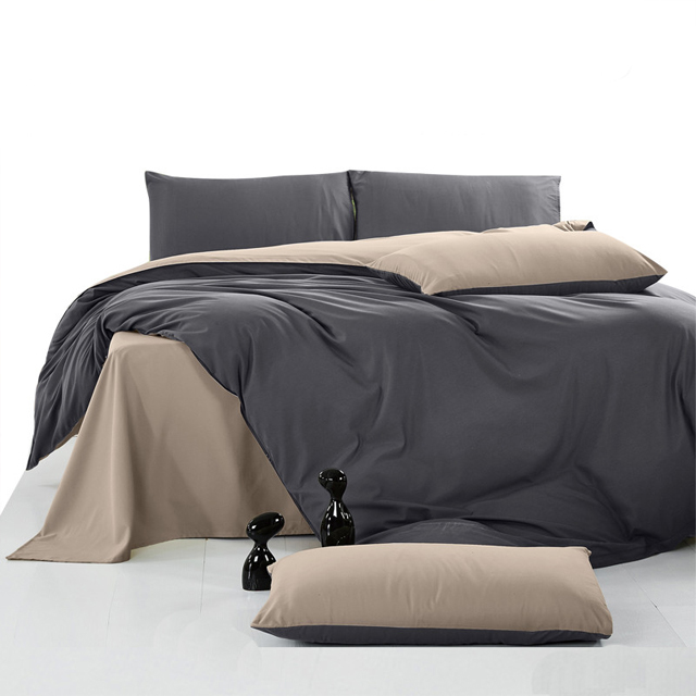 纯色双拼简约磨毛四件套