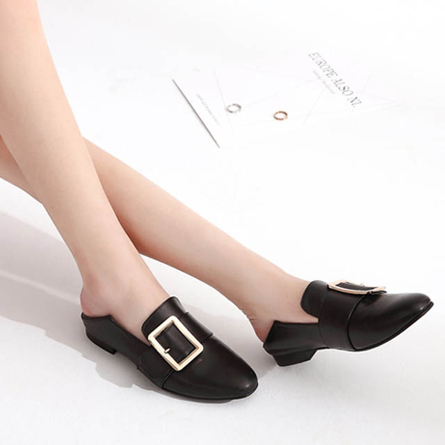 春季方扣真皮乐福鞋