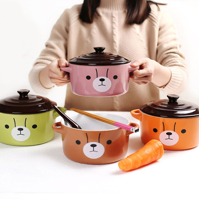 带盖陶瓷大号泡面碗