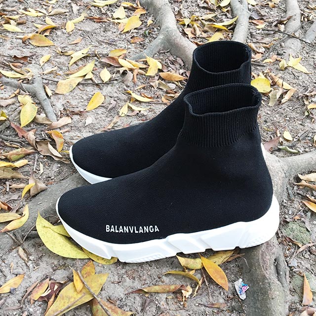 针织高帮厚底鞋运动短靴