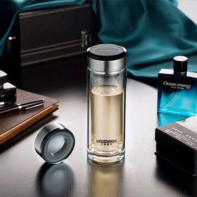 男士双层玻璃茶杯