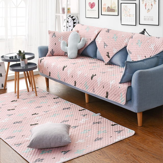 简约纯棉布艺四季沙发垫