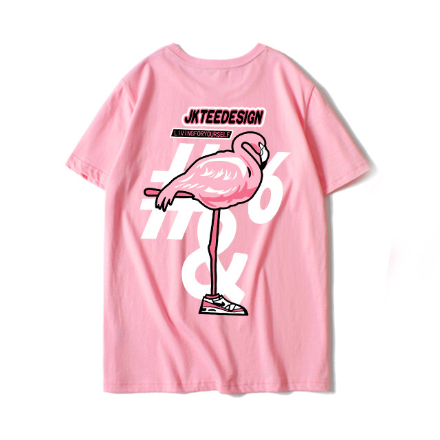 潮牌卡通火烈鸟港味T恤