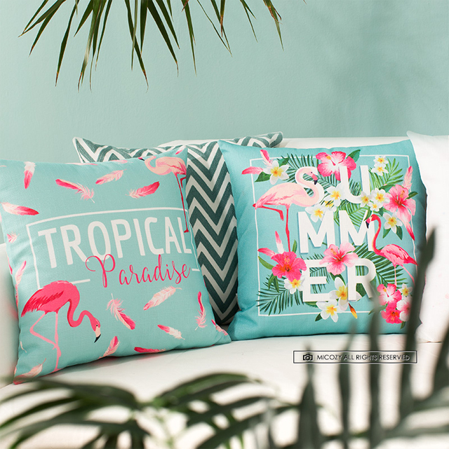 火烈鸟清新田园抱枕