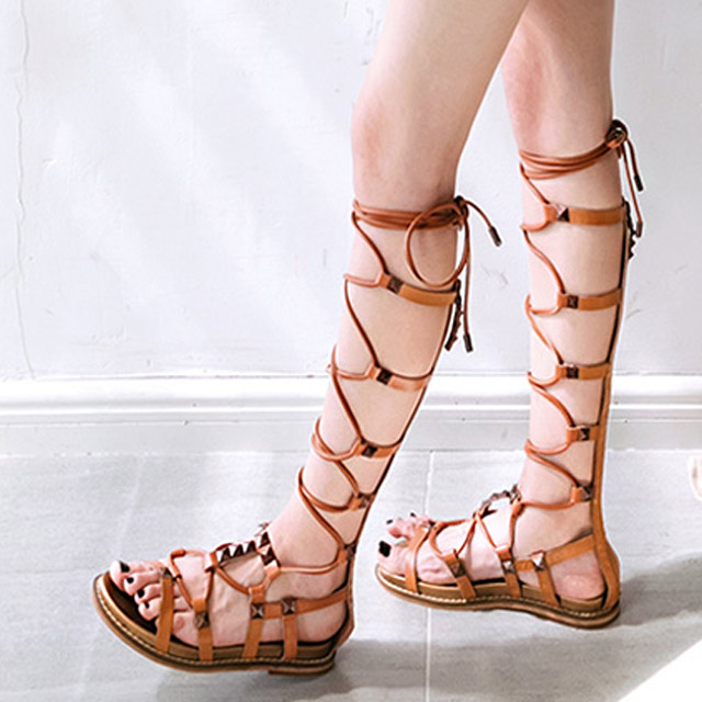 欧美罗马绑带凉鞋