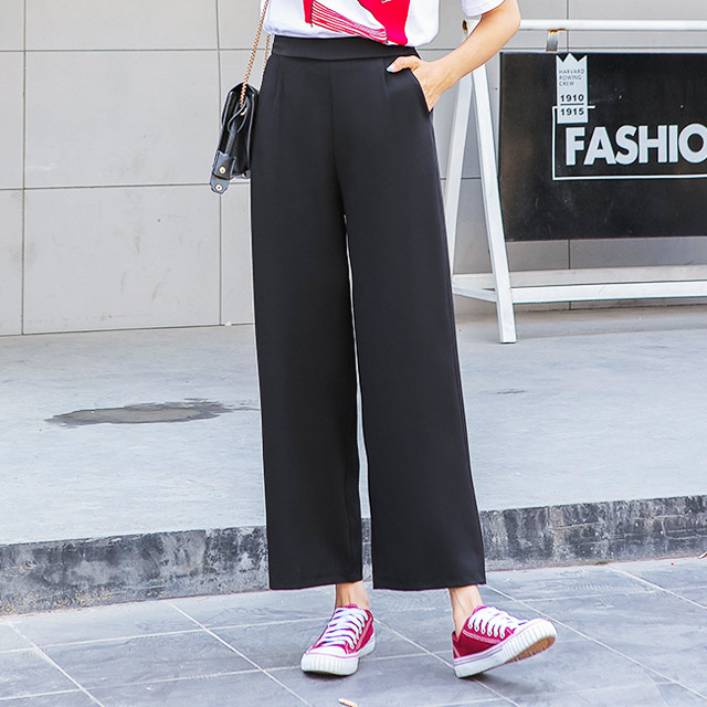 休闲直筒宽松九分阔腿裤