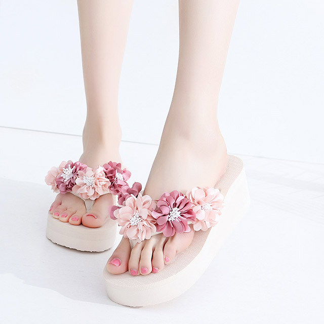 韩版花朵人字拖