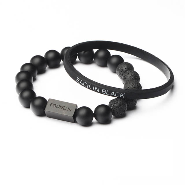 黑玛瑙火山石情侣手链