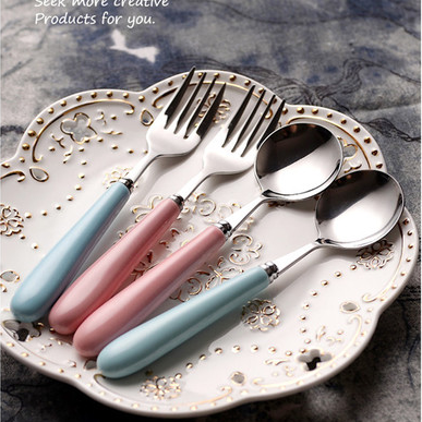 景德镇陶瓷柄不锈钢饭勺