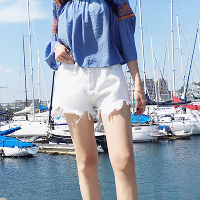 韩版毛边超短裤