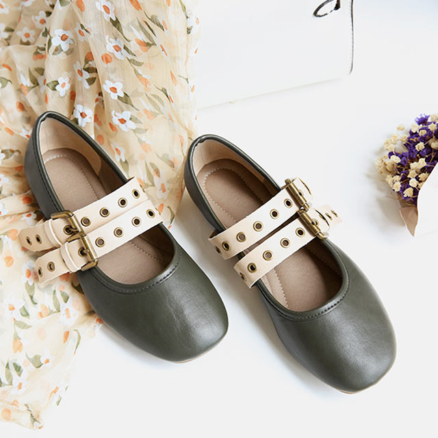 浅口一字带搭扣芭蕾舞鞋