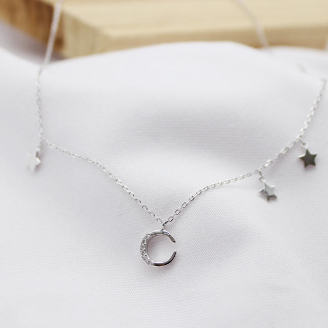 925银镀白金月亮星星美少女战士锁骨链