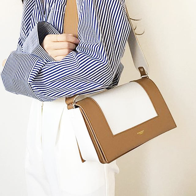 宽肩带软皮撞色单肩包