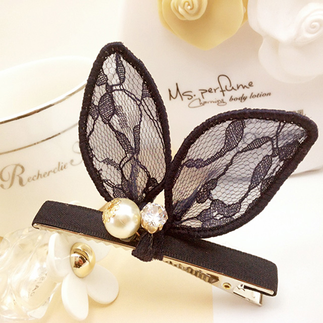 志玲姐姐同款蕾丝兔耳朵发夹